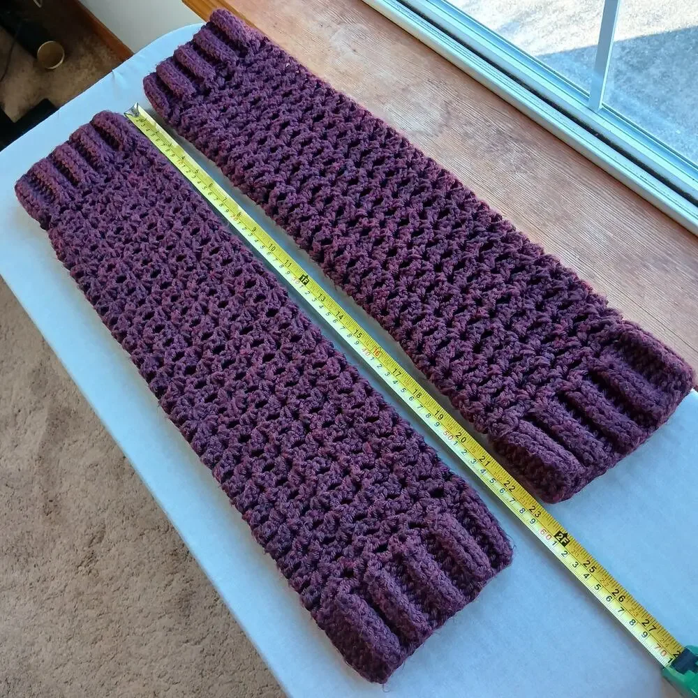Claret Leg Warmers OSFM crochet warm thick chunky over the knee dance premade